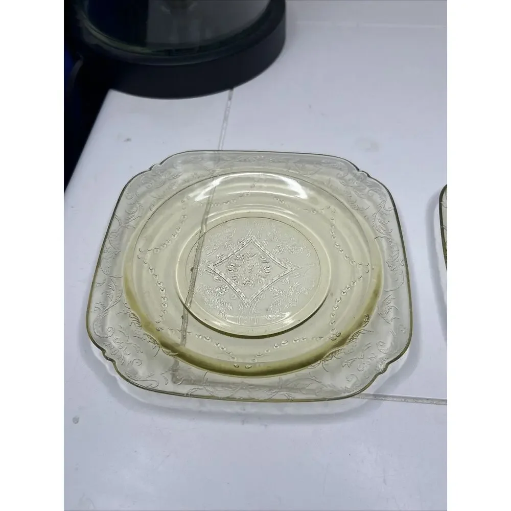 Vintage‎ Federal Madrid Pattern Amber Yellow Depression Glass 4.5 In Salad Plate